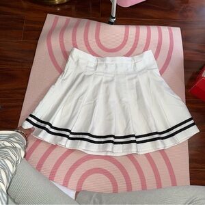 Forever 21 White Skater Skirt with Black Stripes
